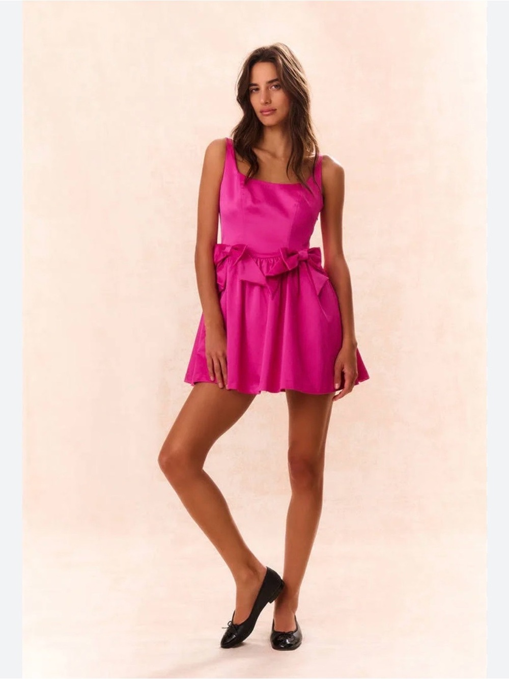 LOVESHACKFANCY BAYER HOT PINK CORSET STYLE MINI DRESS BOWS SZ 10 NWT - Picture 4 of 16